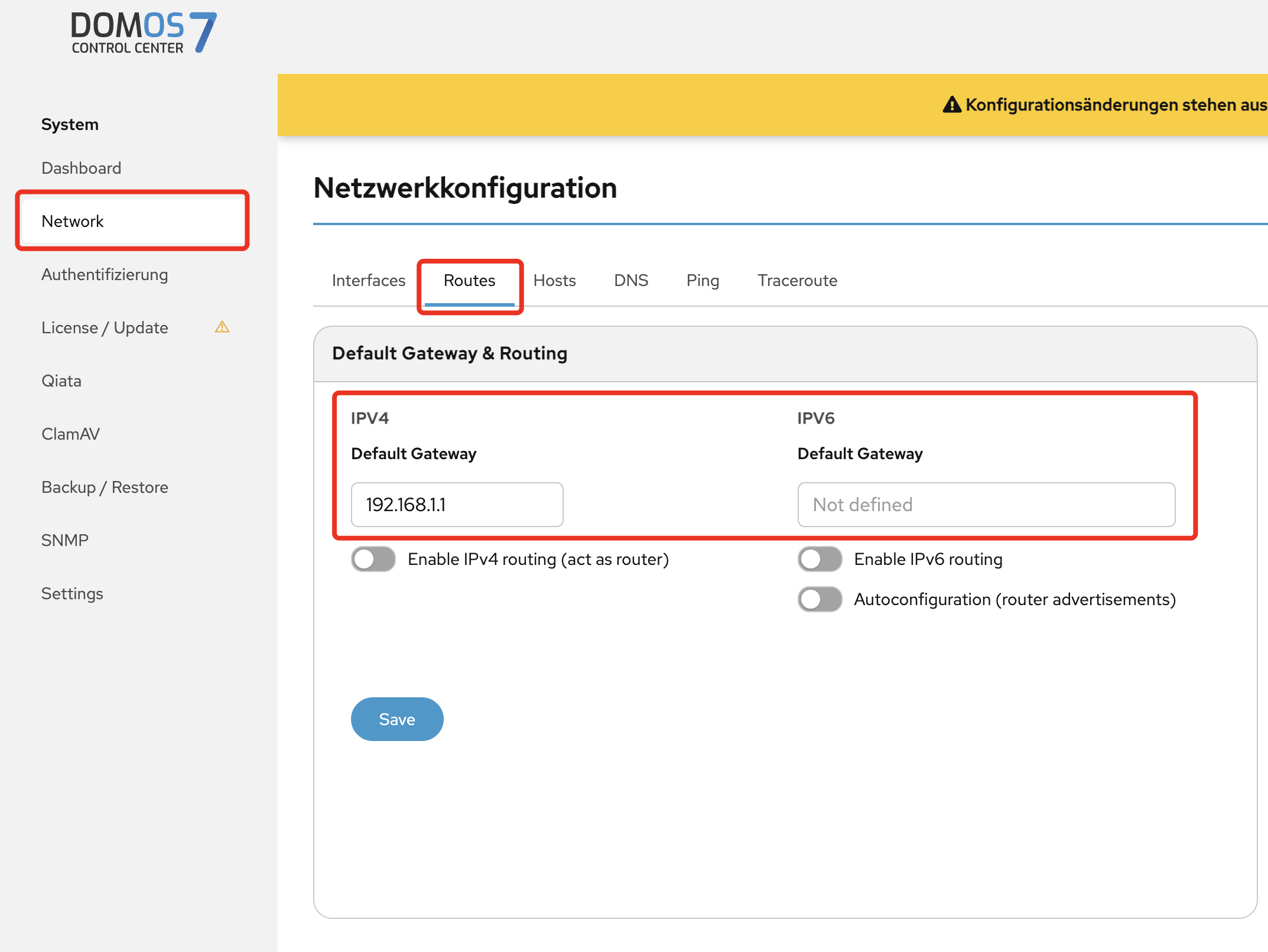 Edit Default Gateway