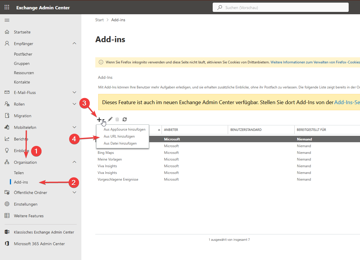 Add new App via Exchange