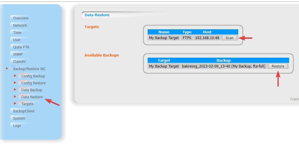 Daten Restore von FTPs