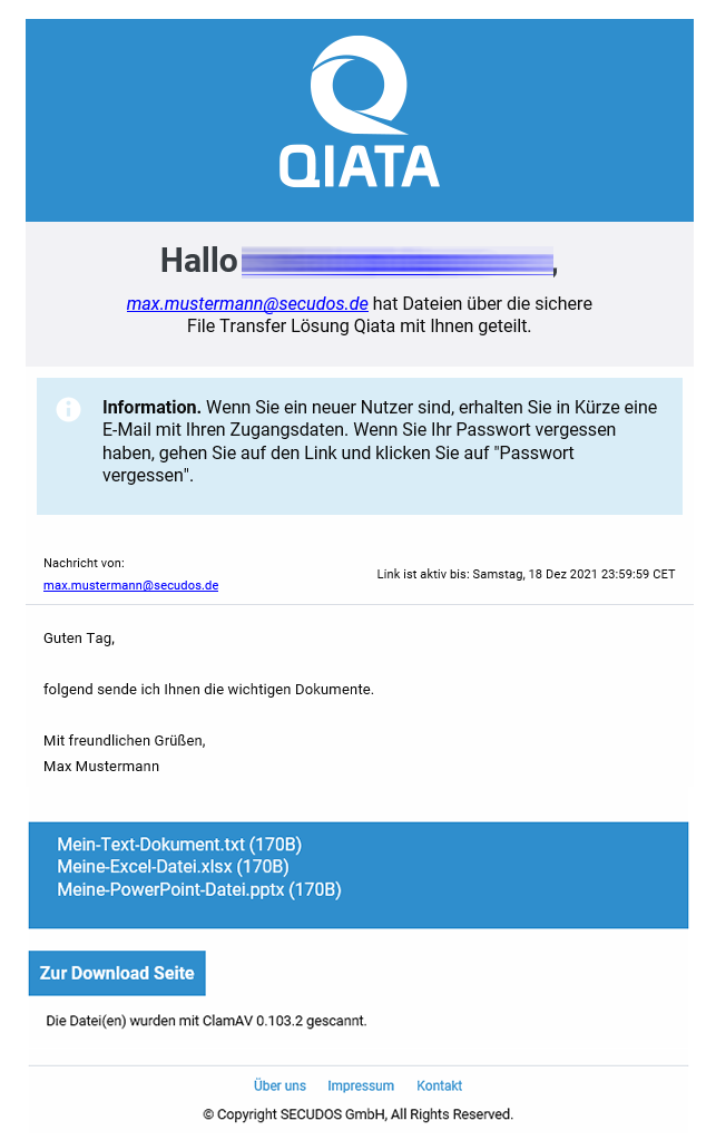 Sample Notification Email