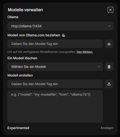Installierte Modelle