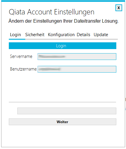 Qiata Einstellungen Login Reiter