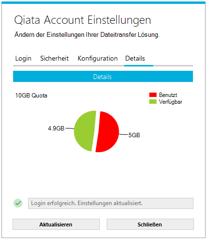 Qiata Einstellungen Details Reiter
