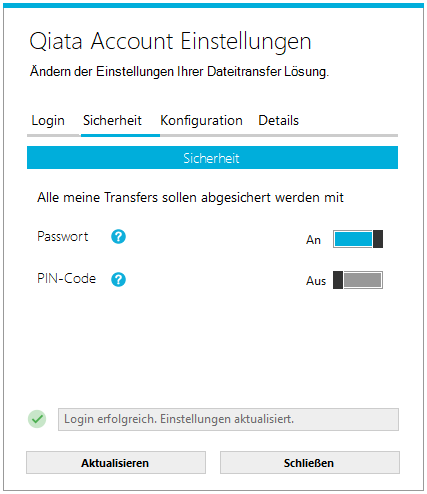 Qiata Einstellungen Sicherheits Reiter