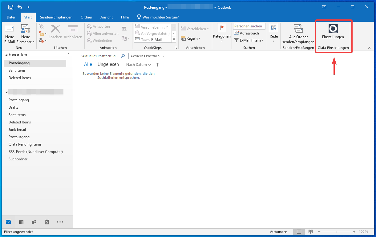 Qiata Einstellungen in Outlook 2016