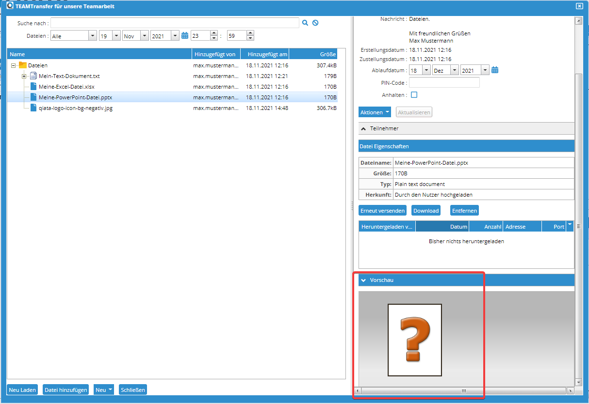 Previewing an unrecognized File