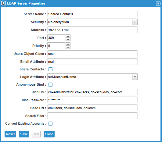 LDAP Server Accounts