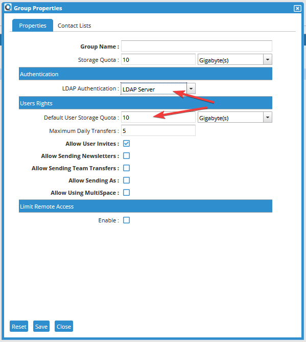 New Group Dialog with LDAP