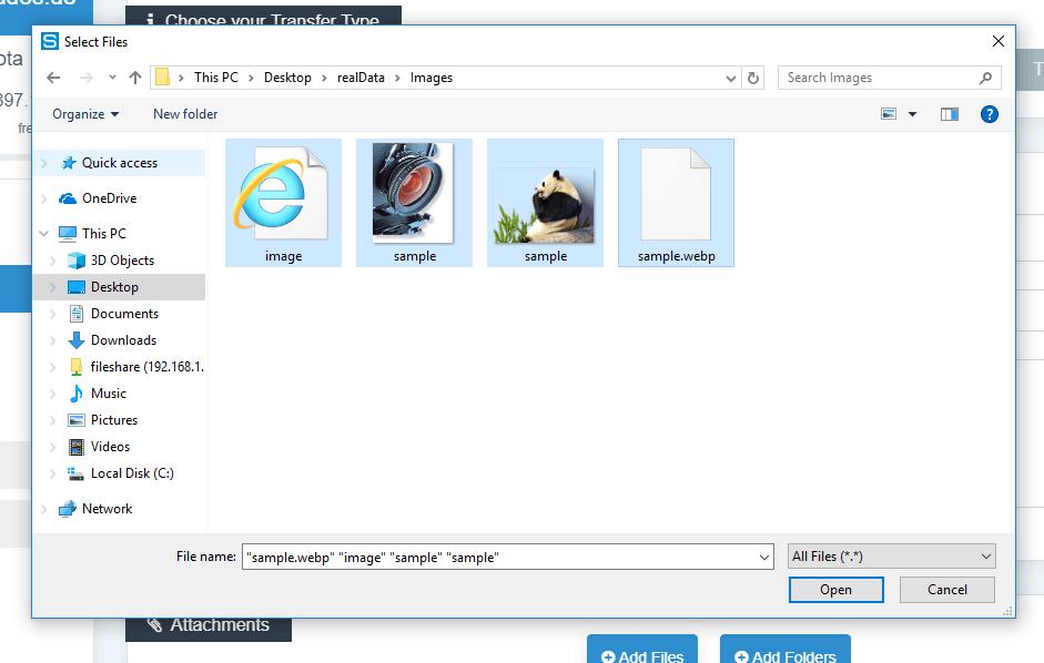 Choose more files with STRG or SHIFT