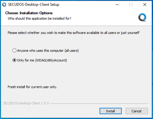 Installation on Windows 10 Choose Options