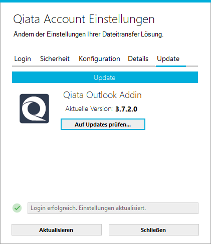 Qiata Account Settings Update Tab