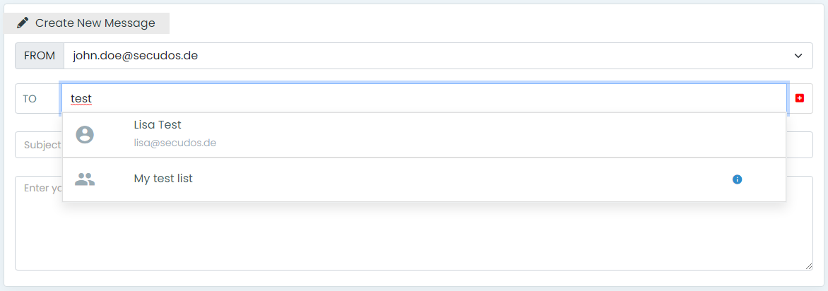 recipient suggestions box