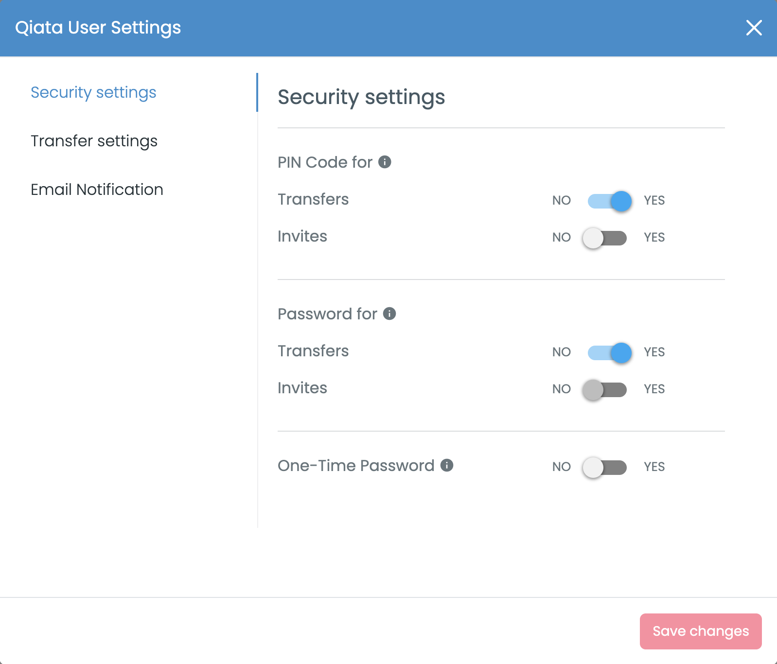 Security settings