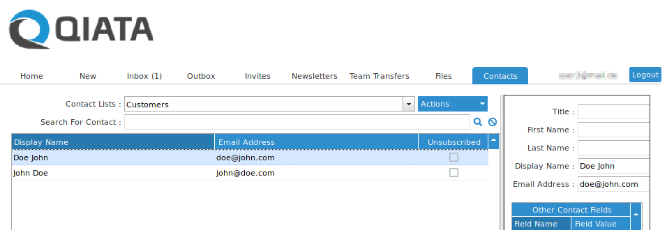 Selected Contact List