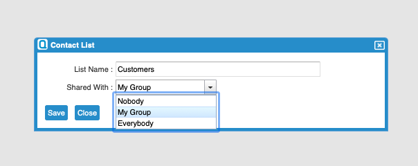 New Contact List Dialog
