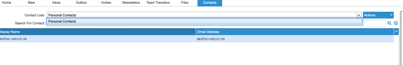 Contact Lists Drop Down Box